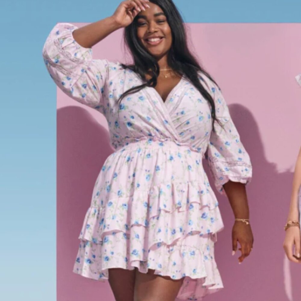 NWT Target LoveShackFancy Pink Floral Ruffle Long Sleeve Mini Dress